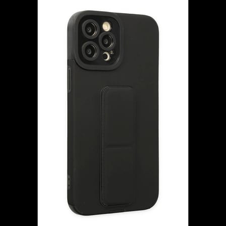Apple iPhone 12 Pro Max Kılıf Mega Standlı Silikon - Siyah
