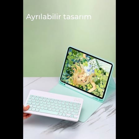 Huawei MatePad SE 11 Kılıf KC01 Smart Klavyeli Tablet Kılıfı - Pembe