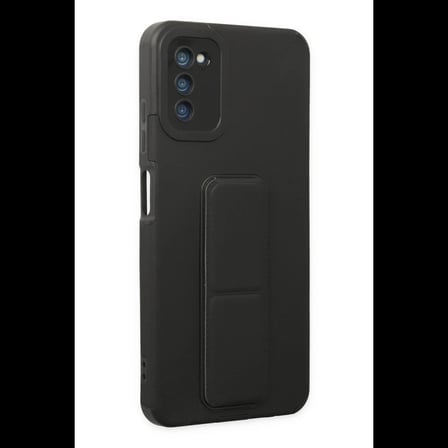 Samsung Galaxy A03S Kılıf Mega Standlı Silikon - Siyah