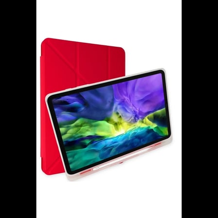 Apple iPad Pro 12.9 (2021) Kılıf Kalemlikli Mars Tablet Kılıfı - Kırmızı