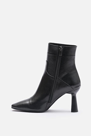 Bestyle Hollow Wedge Kadın Siyah Gerçek Deri Topuklu Bot