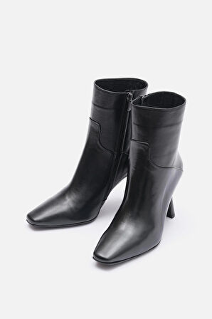 Bestyle Hollow Wedge Kadın Siyah Gerçek Deri Topuklu Bot