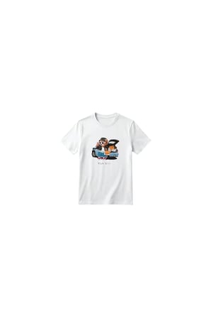 Unisex Kız Erkek Çocuk Baskılı Bisiklet Yaka Kısa Kollu Pamuklu Günlük T-Shirt — RICH GIRL BEYAZ