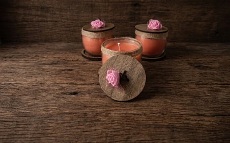 BSD Atölye Amber Kokulu  Mdf Altlıklı, Kapaklı Ev Yapımı Dekoratif Aroma Terapi Mumu