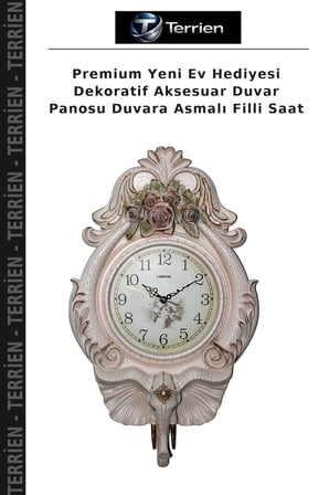 Premium Yeni Ev Hediyesi Dekoratif Aksesuar Duvar Panosu Duvara Asmalı Filli Saat