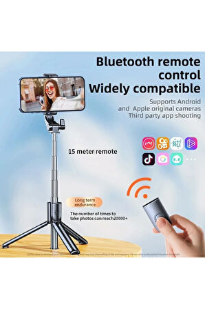 Kablosuz Stant Tripod Katlanabilir Uzatılabilir Selfi Çubuğu İOS&ANDROİD Vlog Kit Tiktok İnstagram