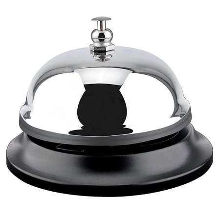 BiiShe Masaüstü Dekoratif Otel Resepsiyon Görevli Çağırma Zili Gümüş Çelik 6 cm x 8.5 cm