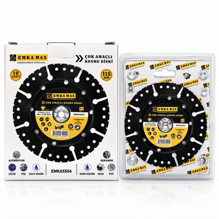 10 ADET ÇOK AMAÇLI KESME DİSK SERAMİK - ÇELİK - PVC - INOX - ALÜMİNYUM - TAŞ 115MMX22.2 (5468)