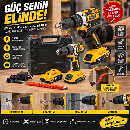 SARI 1850 RPM STANLIY-CORDLESS 18W ŞARJLI MATKAP SETİ ÇANTALI YEDEK BATARYA ATS1402 (5468)