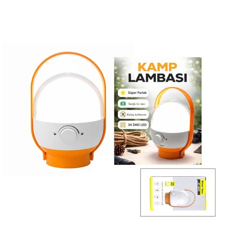 34 LED KAMP LAMBASI - FENER USB ŞARJLI AYARLANABİLİR IŞIK 4.8W - 2400mAh ST-5661 (5468)