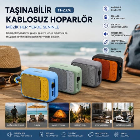 BLUETOOTH WİRELESS MİNİ HOPARLÖR SPEAKER RENKLİ TYPE-C ŞARJLI 5W MİKROFON - KART GİRİŞİ PL-4692 (5468)