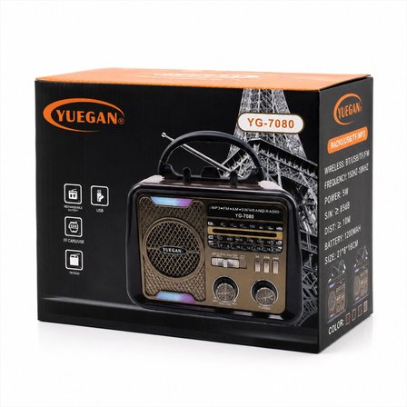 ŞARJLI - NOSTALJİ BLUETOOTH İBRELİ FM RADYO MP3 USB - TF PLAYER SPEAKER PL-4702 (5468)