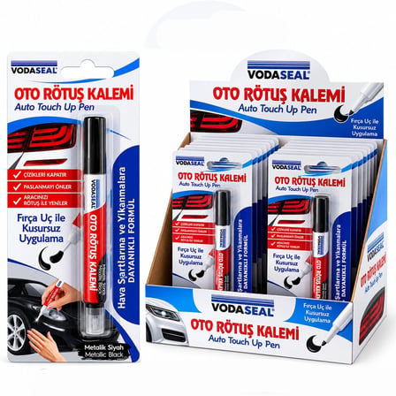 12 ADET METALİK SİYAH OTO RÖTUŞ KALEM FIRÇA UÇ 5ML (5468)