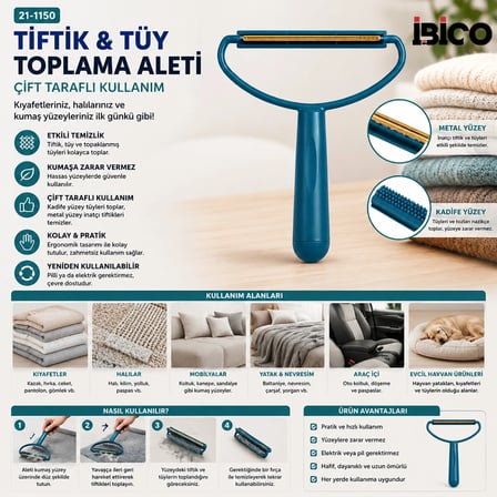 2İN1 BAŞLI PLASTİK SAPLI METAL TİFTİK TÜY TOPLAMA PLS.KAŞIYICI APARAT PET SHOP (5468)