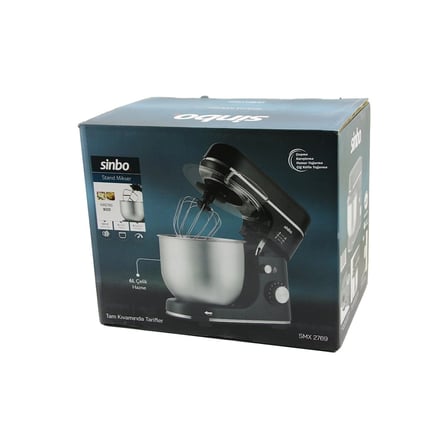 SİYAH STANDLI MİKSER ÇIRPICI - HAMUR YOĞURUCU - KARIŞTIRICI 8 KADEME HIZ AYAR 6L ÇELİK HAZNE 1300W SMX-2769 (5468)
