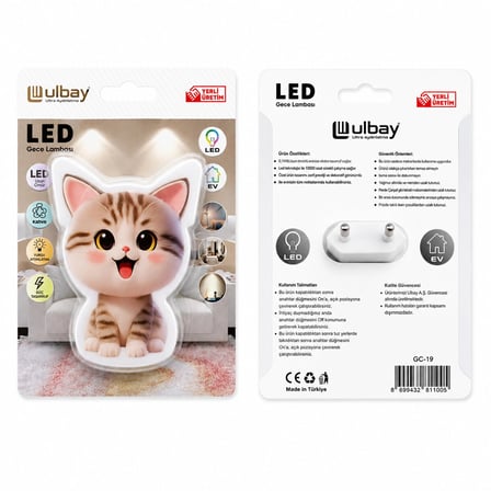 10 ADET KEDİ LEDLİ GECE LAMBASI GC-19 (5468)