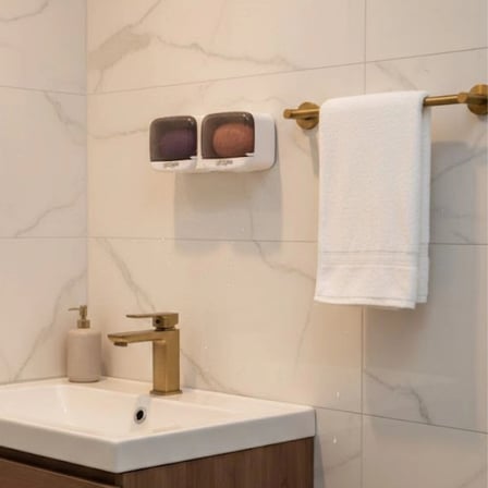 Duvara Monte İkili Kapaklı Plastik Katı Sabunluk Organizer – Banyo & Mutfak İçin Yapışkanlı Sabun Kutusu ve Düzenleyici (5468)