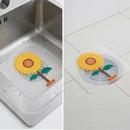 Go İthalat Ayçiçeği Tasarımlı Silikon Gider Matı Koku Önleyici 14.5 cm Çok Renkli