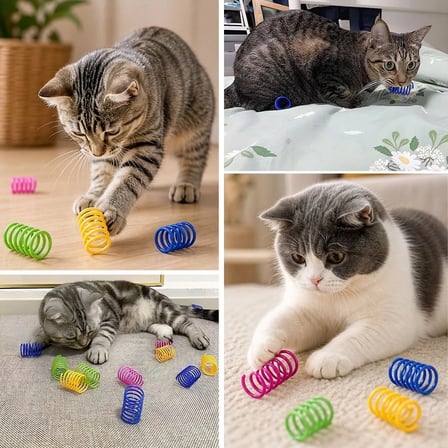 4&amp;#39;lü Renkli Spiral Yay Kedi Oyuncağı, Esnek ve Hareketli Eğlenceli Kedi Oyun Seti (5468)