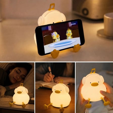 Vurmalı 7 Renkli Silikon Ördek LED Masa Lambası, Müzisyen Tasarımlı, Dokunmatik Renk Değiştiren Dekoratif USB Gece Lambası (5468)