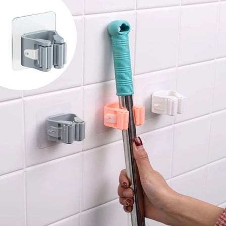 Tekli Duvara Yapışkanlı Mop Tutucu Aparat Sopa Askısı (5468)