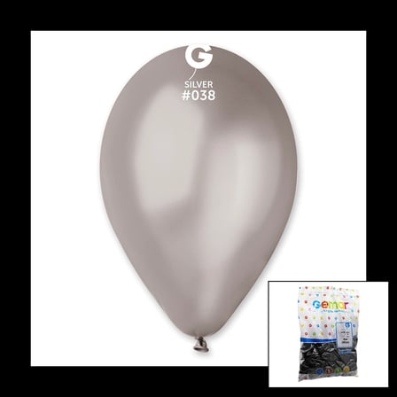 GM-110-38 METALİK - GÜMÜŞ BALON 11&amp;apos;&amp;apos; - 28CM - 100 PARÇA (5468)