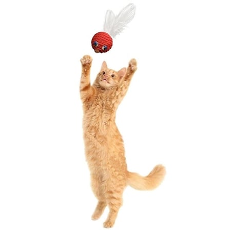 Go İthalat Kedi Oyuncakları Renkli Hasır Tüylü Oyun Topu Catnipli Boyut 5 cm x 14 cm