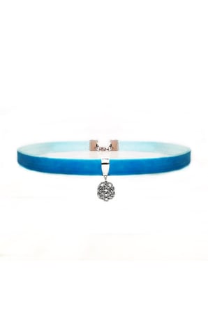Mavi Renk Kadife Aşk Düğümü Choker Kolye