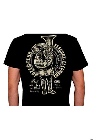 Elephant Fil Saksafon Music Retro Tişört Unisex T-shirt