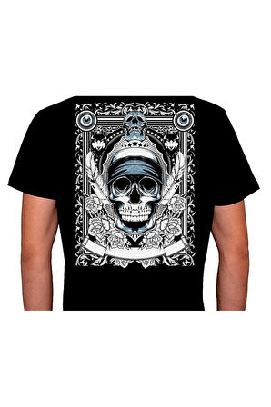 Skull Kuru Kafa Blue Harley Tişört Unisex T-shirt