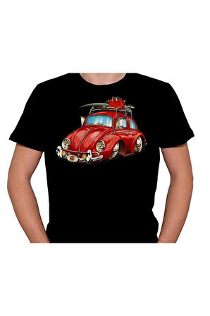 Wolkswagen Beetle Retro Red Vosvos Tişört Unisex T-shirt