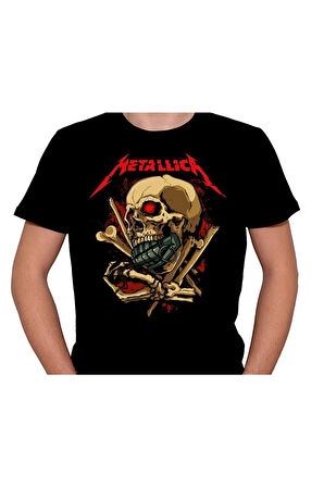 Metallica Kuru Kafa Skull Rock'n Roll Tişört Unisex T-shirt