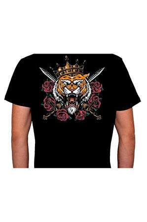 King Tiger Kaplan Roses Vahşi Tişört Unisex T-shirt