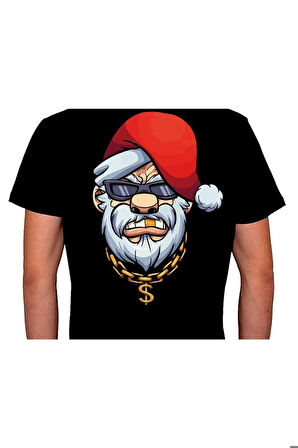 Noel Baba Gold White Gansta Yılbaşı Beard Tişört Unisex T-shirt