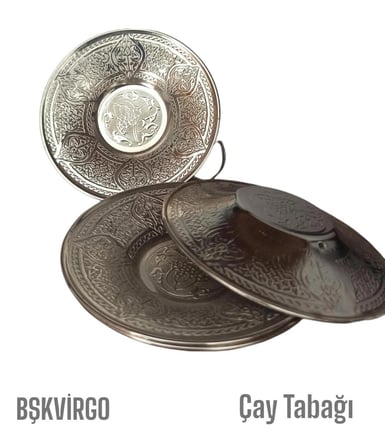 Çay Tabagı 6 lı Bakır Dövmeli İşlemeli