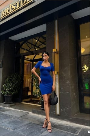 BŞK VİRGO Krep Elbise Kalp Mini Yaka Kumaş · Renk: Pembe · Beden: M BSK2026