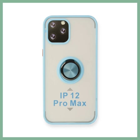 BŞK VİRGO iPhone 12 Pro Max Kılıf Montreal Yüzüklü Silikon Kapak - Buz Mavi BSK2026