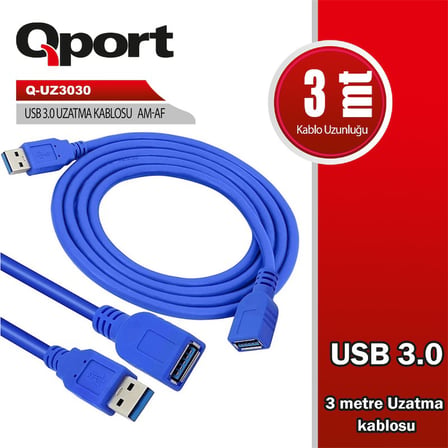 QPORT Q-UZ3030 USB 3.0 3MT UZATMA KABLOSU BSK2026