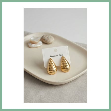 Bşk Virgo 316L Çelik Gold Renk Vintage Damla Model Küpe BSK2026