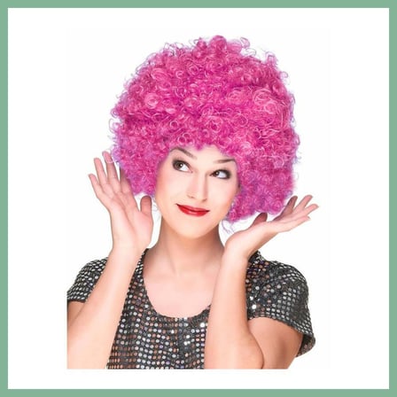 Bşk Virgo Fuşya Renk Kıvırcık Afro Bonus Peruk Saç Parti Peruğu BSK2026