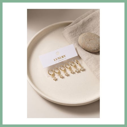 Bşk Virgo Yıldız Zirkon Taşlı Gold Renk Pirinç Set Küpe BSK2026