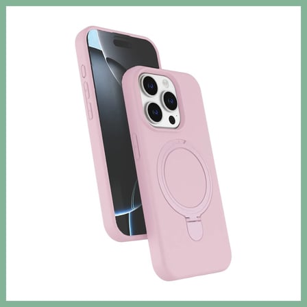 Bşk Virgo iPhone 15 Pro Max Uyumlu Regal Magsafe Standlı Kapak - Açık Pembe BSK2026