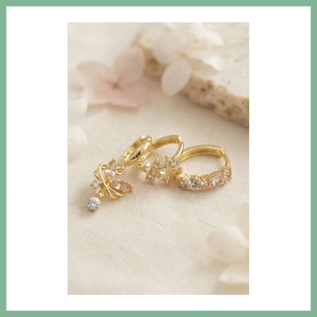 Bşk Virgo 3 lü Set Gold Renk Zirkon Taşlı Kelebek Model Küpe BSK2026
