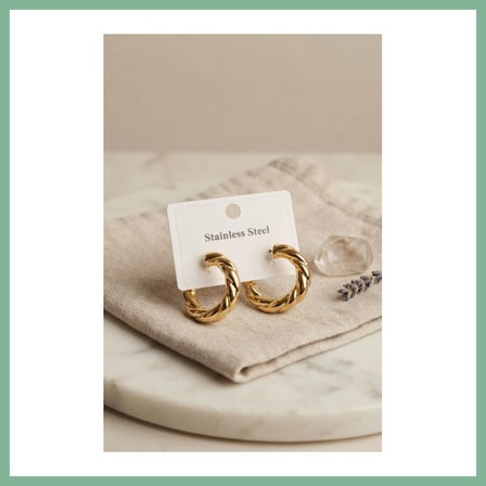 Bşk Virgo 316L Çelik Gold Renk Vintage Kıvrımlı Halka Model Küpe BSK2026