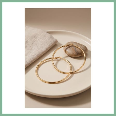 Bşk Virgo 316L Çelik Gold Renk 56 mm Halka Küpe BSK2026