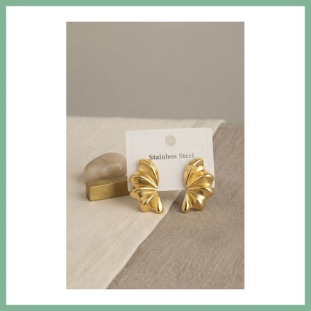 Bşk Virgo 316L Çelik Gold Renk Vintage 3D Dalgalı Model Küpe BSK2026