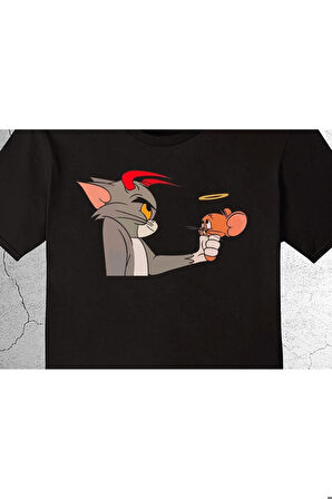 Tom And Jerry Devil Kedi Fare Çizgi Film Tişört Çocuk T-shirt