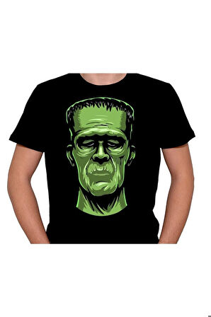 Monochrom Of Frankenstein Head Tişört Unisex T-shirt
