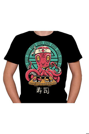 Octo Sushi Bar Ahtapot Suşi Tişört Unisex T-shirt