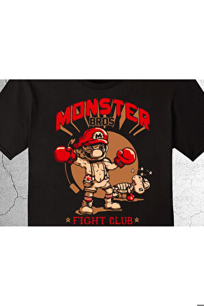 Monster Mario Bros Fight Club Dövüş Kulübü Canavar Mario Tişört Çocuk T-shirt